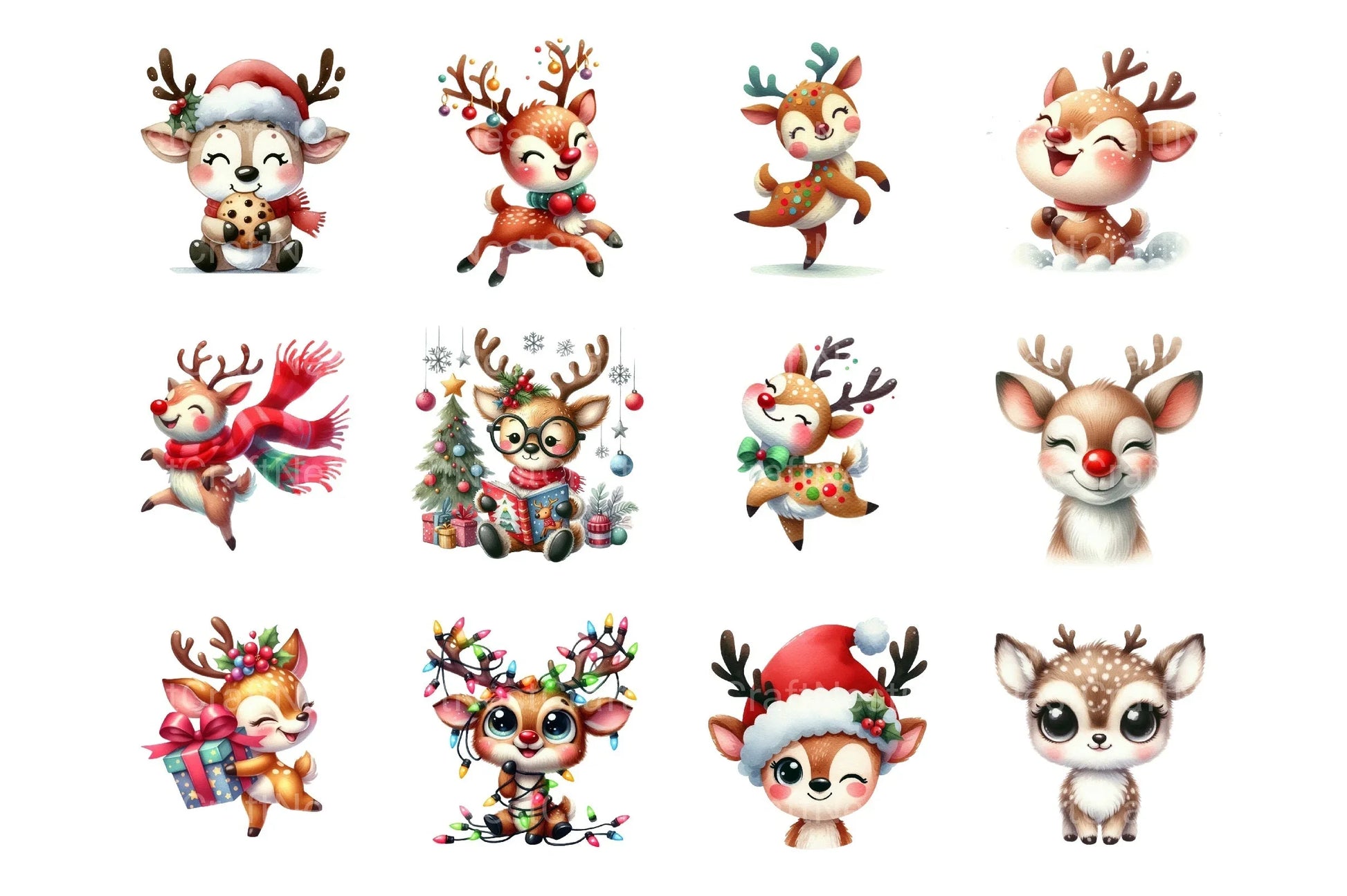 Quirky Christmas Reindeer Clipart Bundle 25 - CraftNest - Digital Crafting and Art