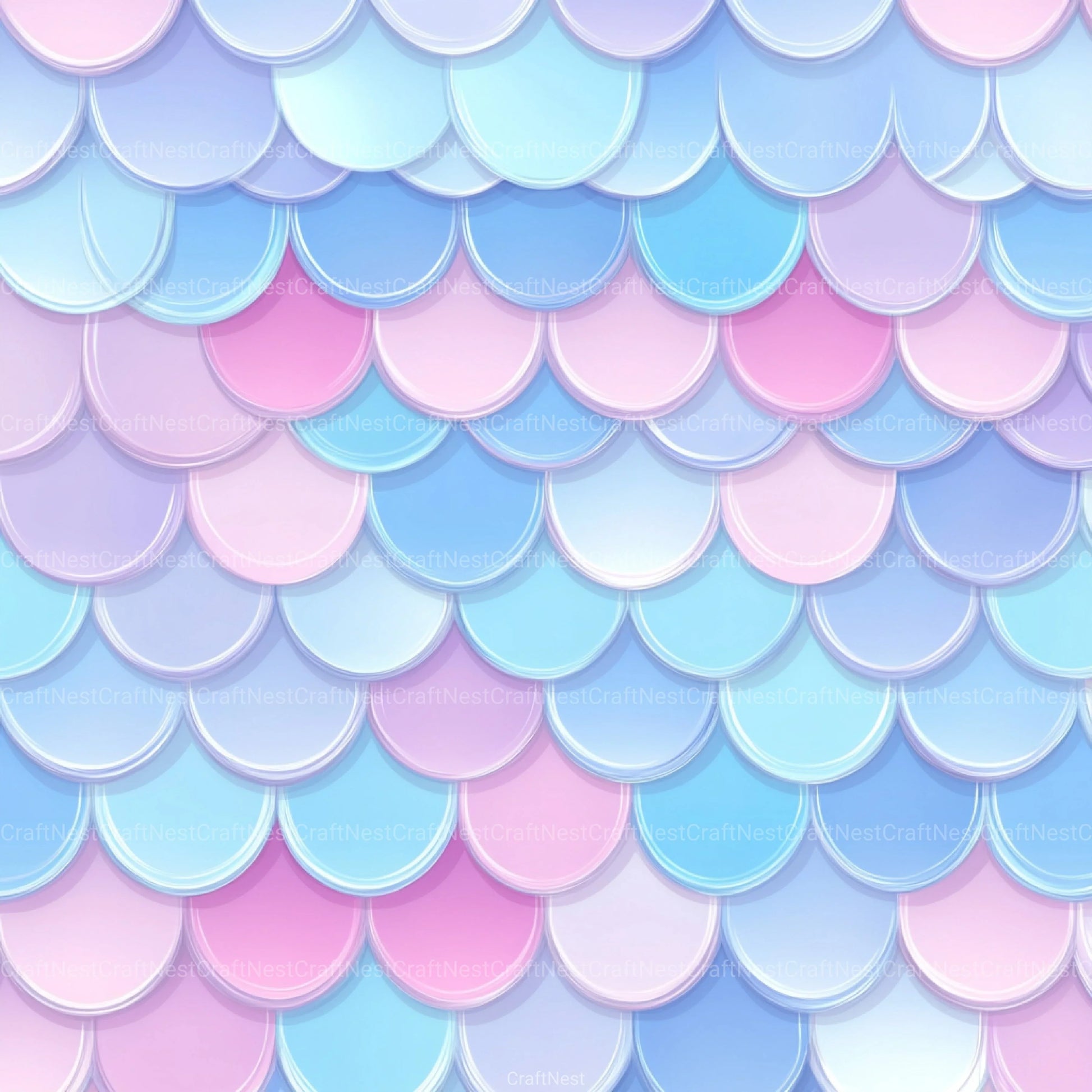 Seamless Pastel Mermaid Scales Pattern Digital Paper - CraftNest - Digital Crafting and Art