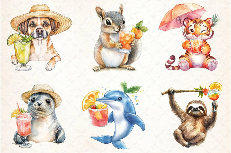 Summer Cocktail & Animals Clipart Bundle - CraftNest - Digital Crafting and Art