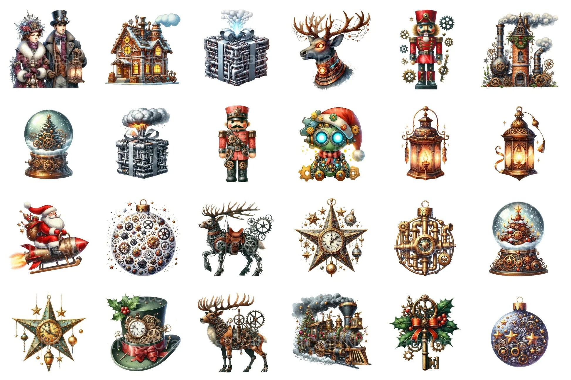 Steampunk Christmas Snowman Clipart Bundle - CraftNest - Digital Crafting and Art
