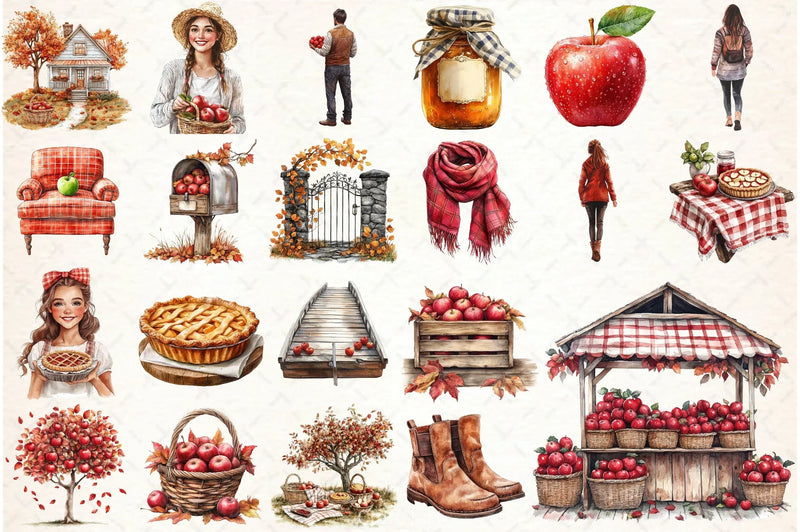 Falling Apples Clipart Bundle - CraftNest - Digital Crafting and Art