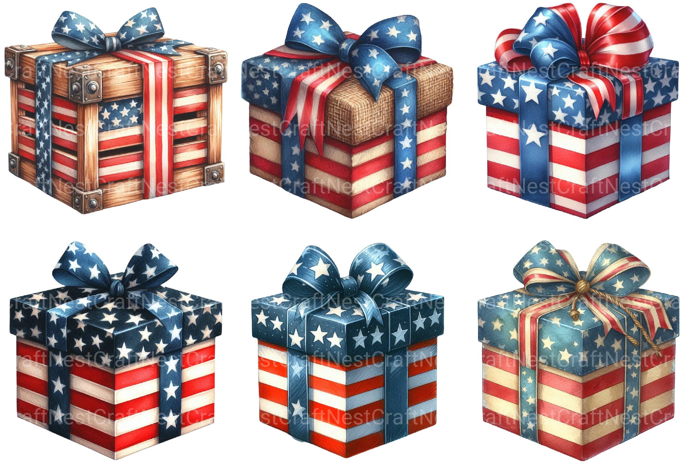4th of July Giftbox Sublimation Clipart