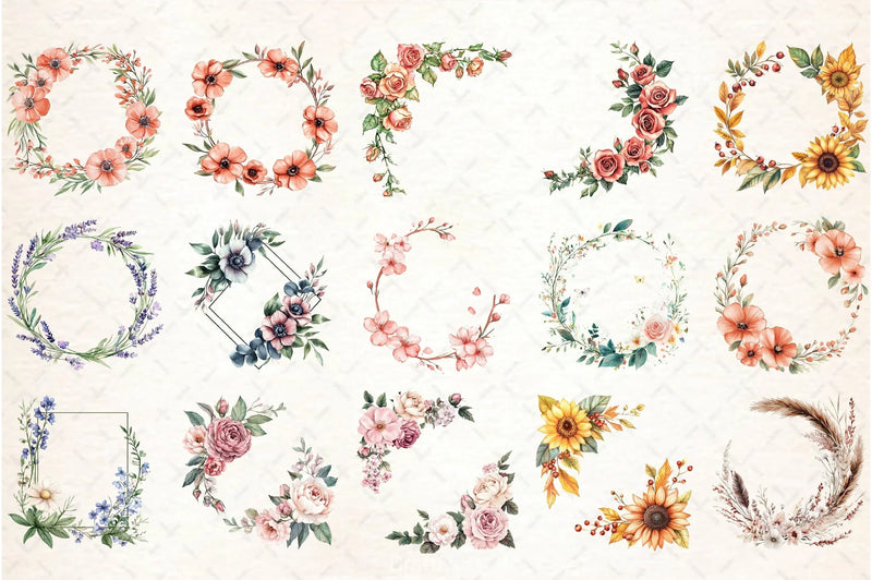 Floral Frames Clipart Bundle - CraftNest - Digital Crafting and Art