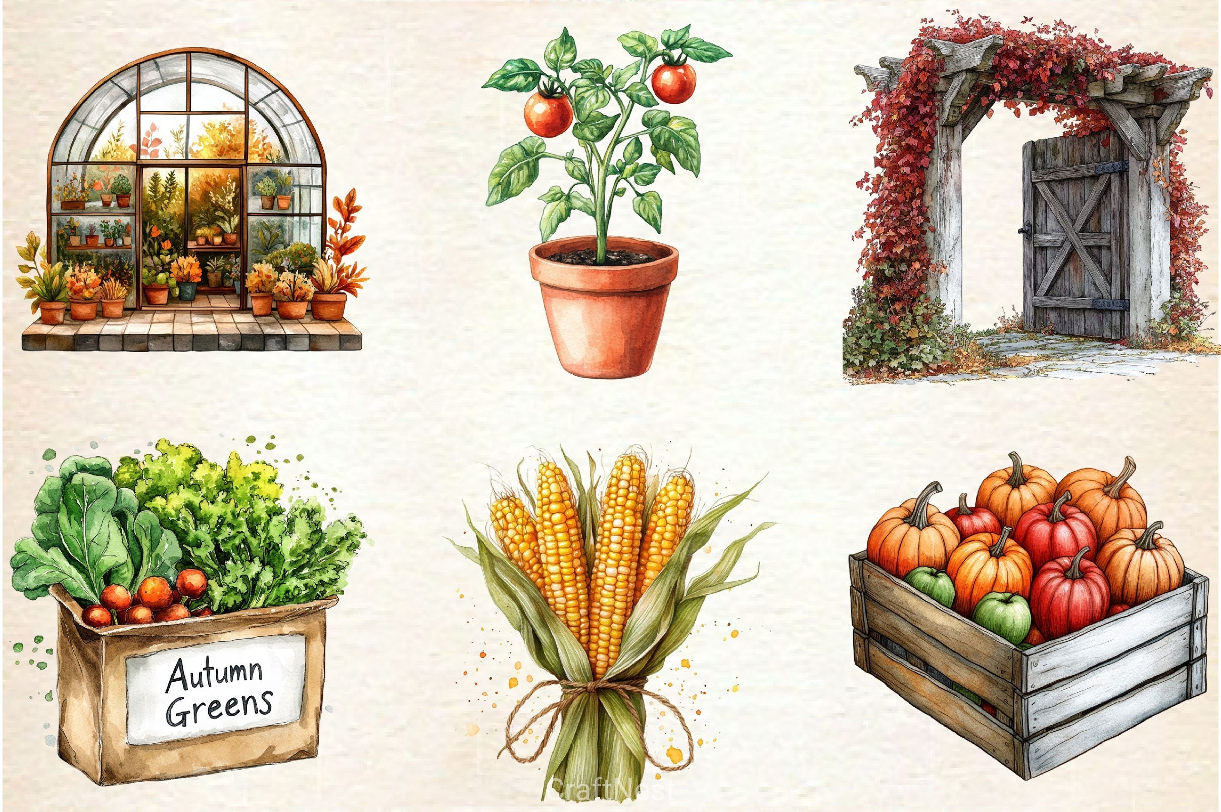 Autumn Garden Clipart Bundle 2