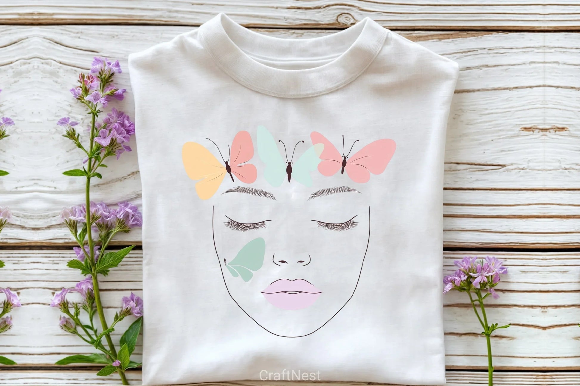 Girl's Face with Butterfly Clipart Bundle - CraftNest - Digital Crafting and Art