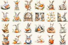 Bunny With Book Clipart Bundle 1 - CraftNest - Digital Crafting and Art