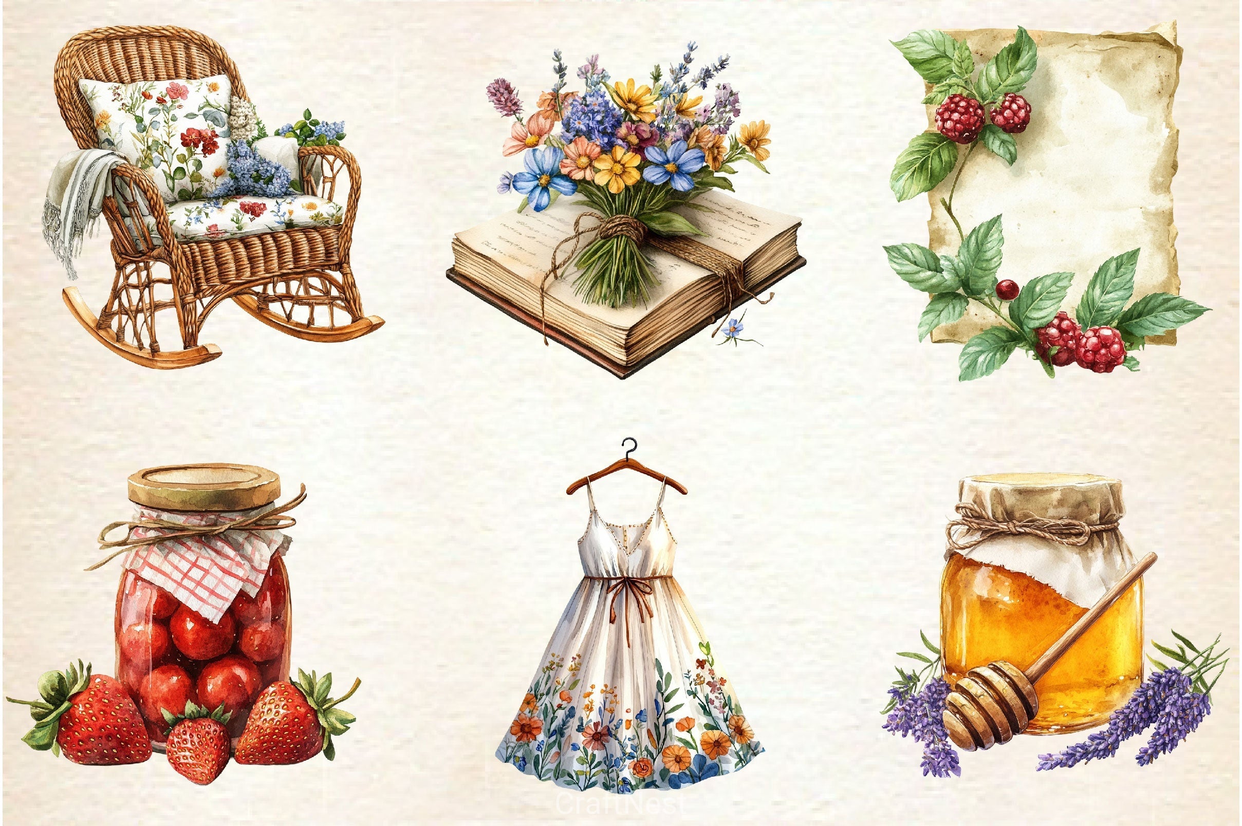 Summer Cottagecore Morning Clipart Bundle