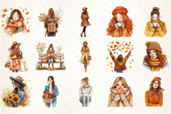 Autumn Girl Clipart Bundle 1 - CraftNest - Digital Crafting and Art