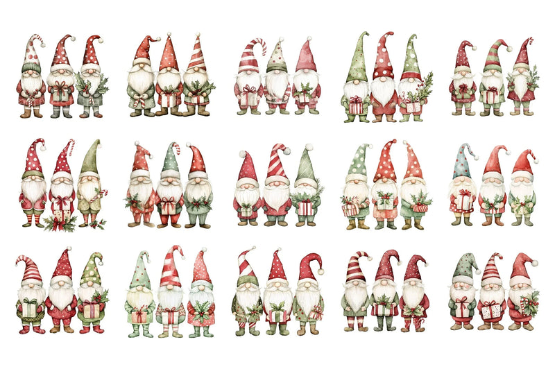 Christmas Gnomes Clipart Bundle: Cute Xmas Gnome Digital Download - CraftNest - Digital Crafting and Art
