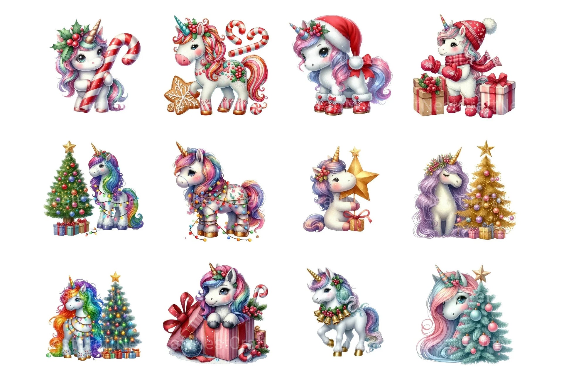 Christmas Unicorns Festive Clipart Bundle - CraftNest - Digital Crafting and Art