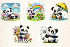 Spring Panda Clipart Bundle - CraftNest - Digital Crafting and Art