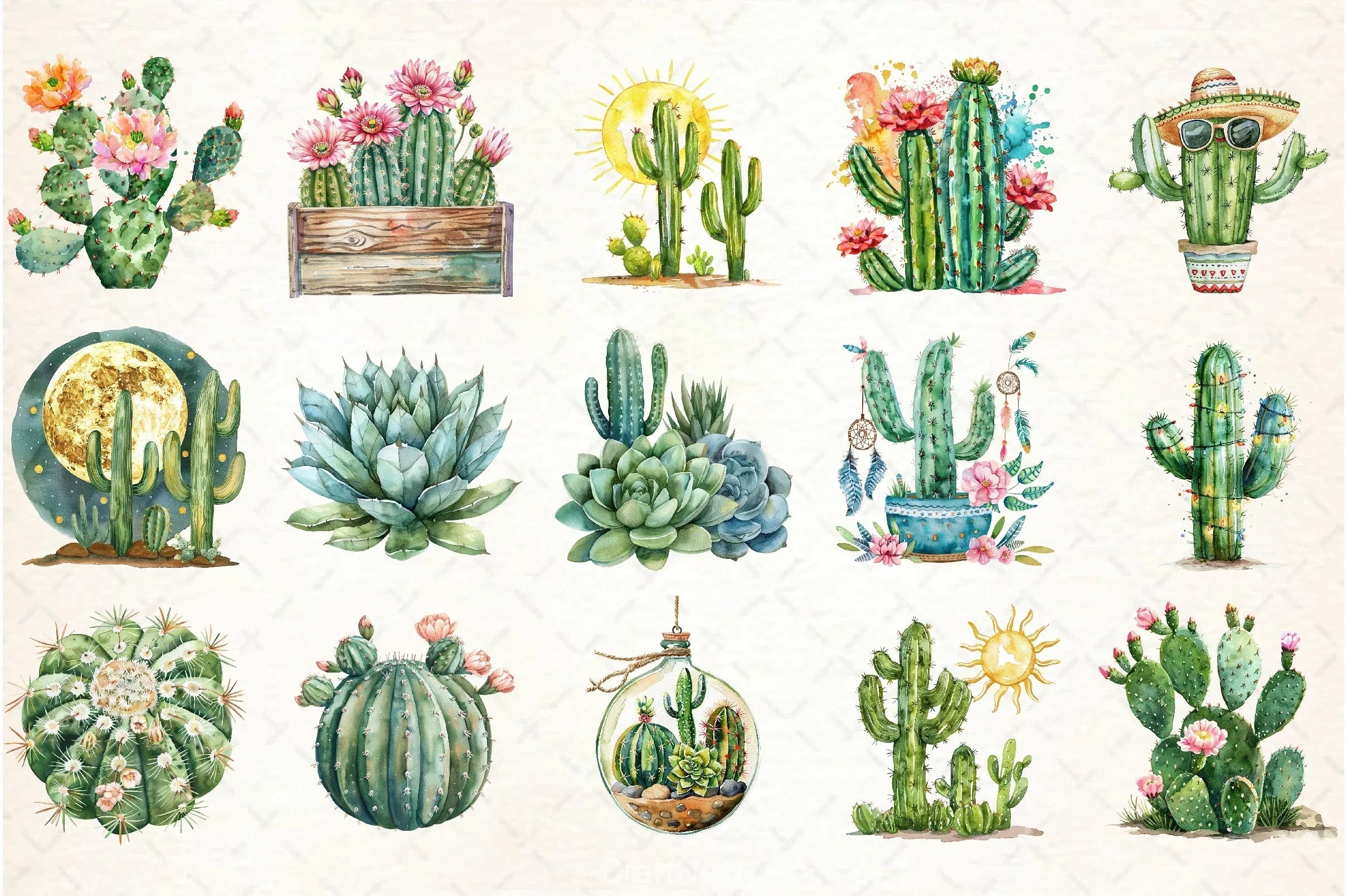 Summer Cactus Clipart Bundle 3 - CraftNest - Digital Crafting and Art