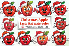 Christmas Apple Santa Hat Clipart Bundle - CraftNest - Digital Crafting and Art