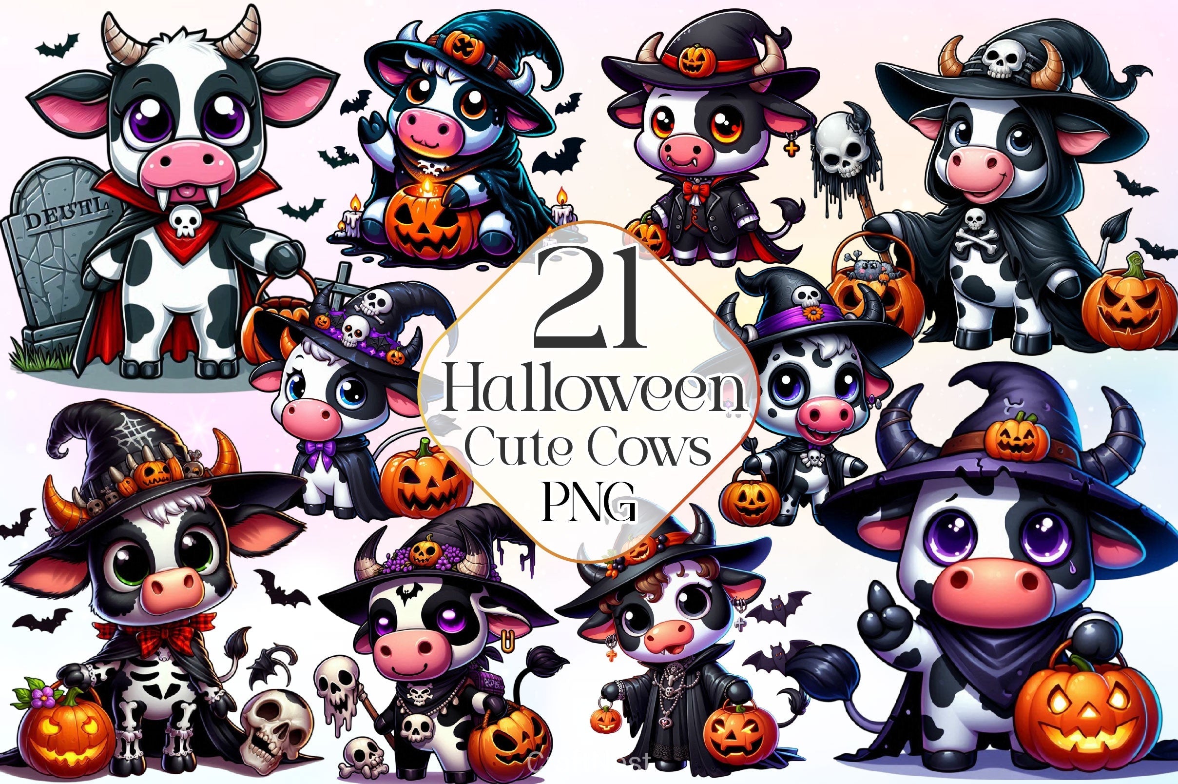 Halloween Cows Clipart Bundle