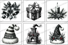 Black & White Christmas Clipart Bundle 1 - CraftNest - Digital Crafting and Art