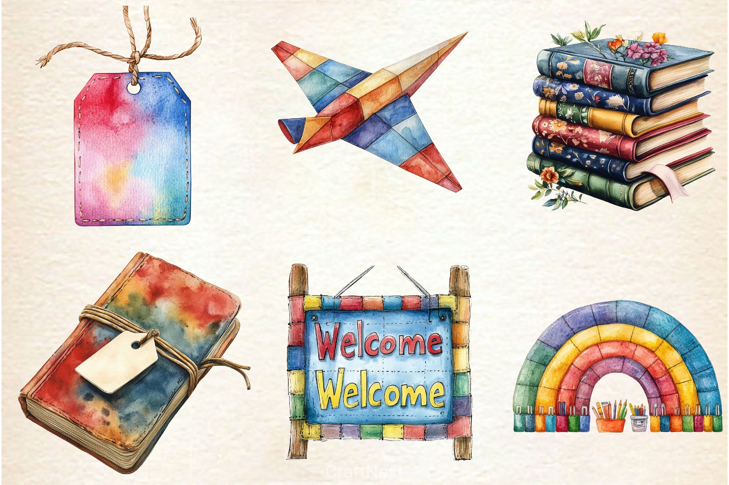 Patchwork Back To School Clipart Bundle
