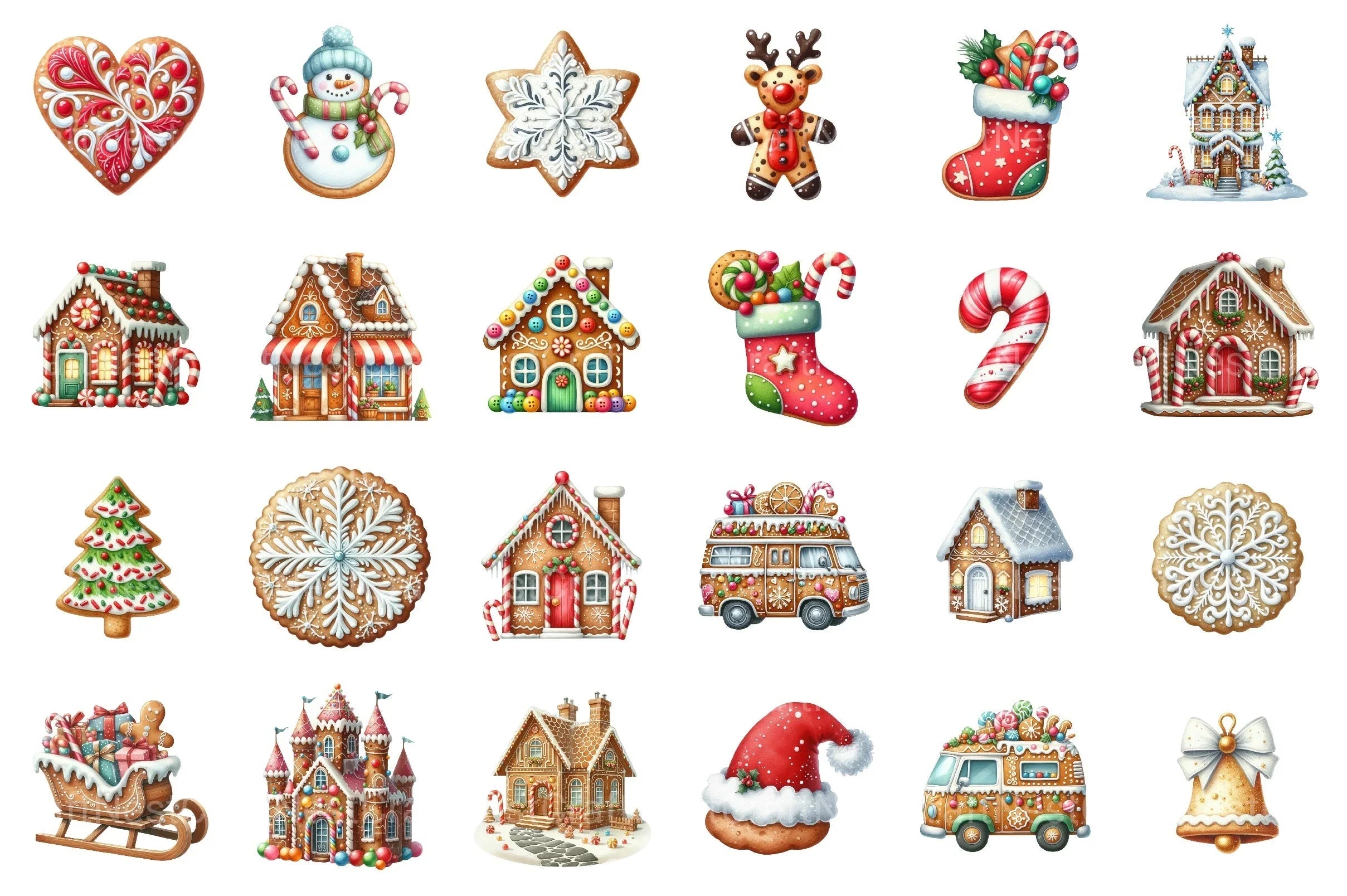 Gingerbread Houses Christmas Cookie Clipart Bundle - CraftNest - Digital Crafting and Art