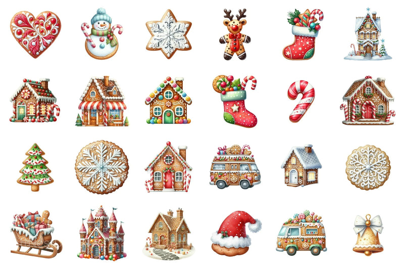 Gingerbread Houses Christmas Cookie Clipart Bundle - CraftNest - Digital Crafting and Art