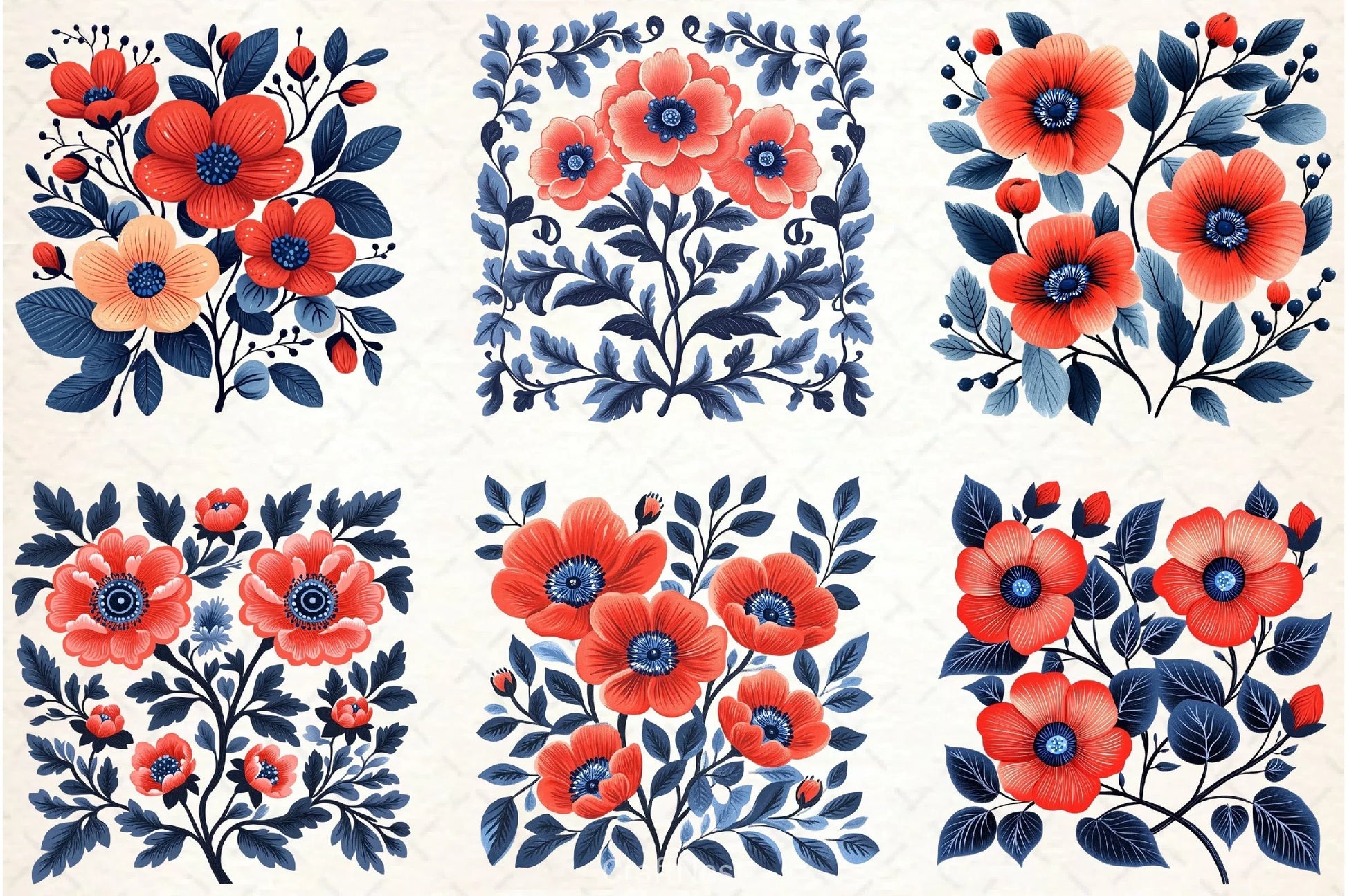 Retro Floral Clipart Bundle - CraftNest - Digital Crafting and Art