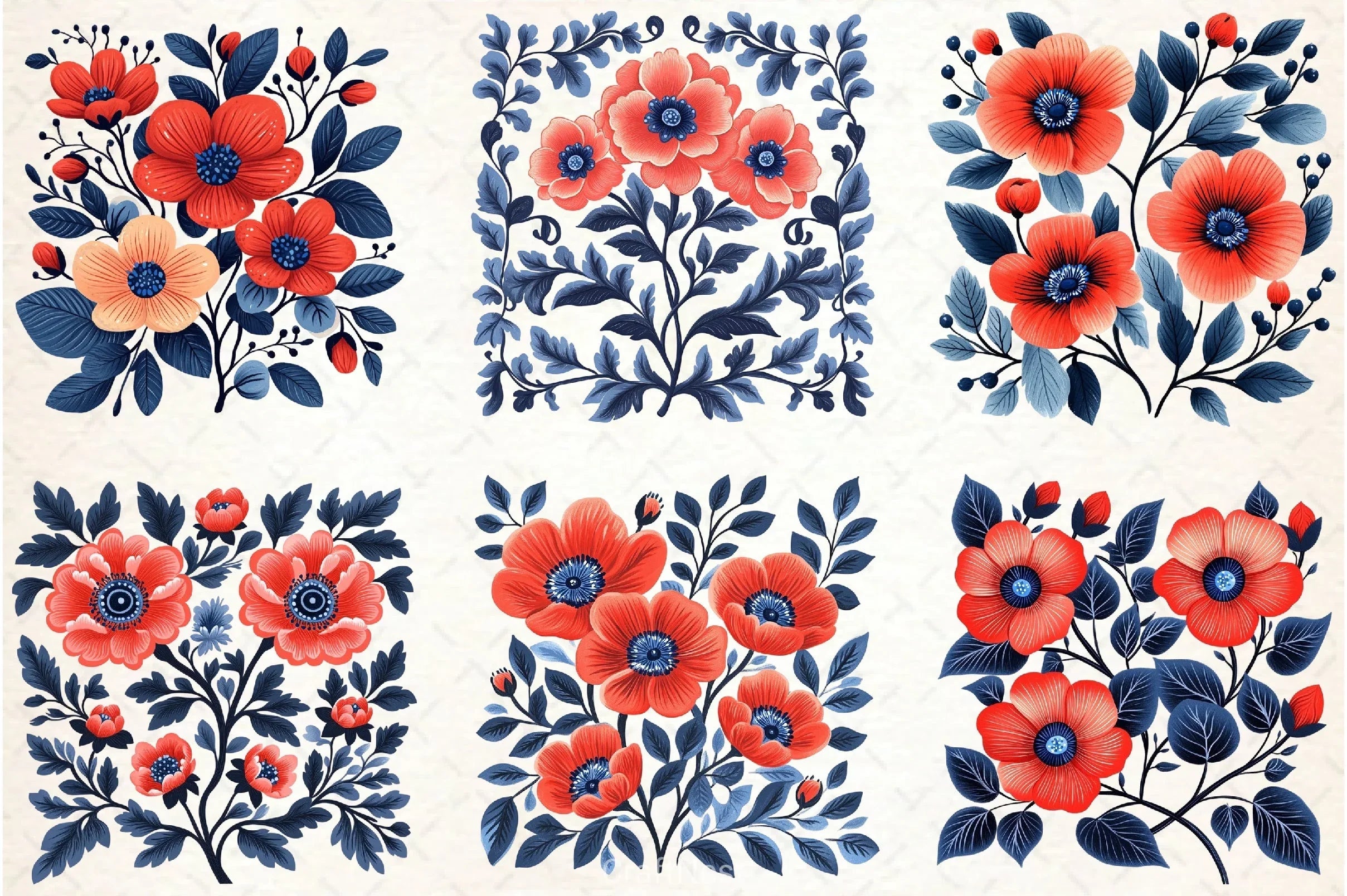 Retro Floral Clipart Bundle - CraftNest - Digital Crafting and Art