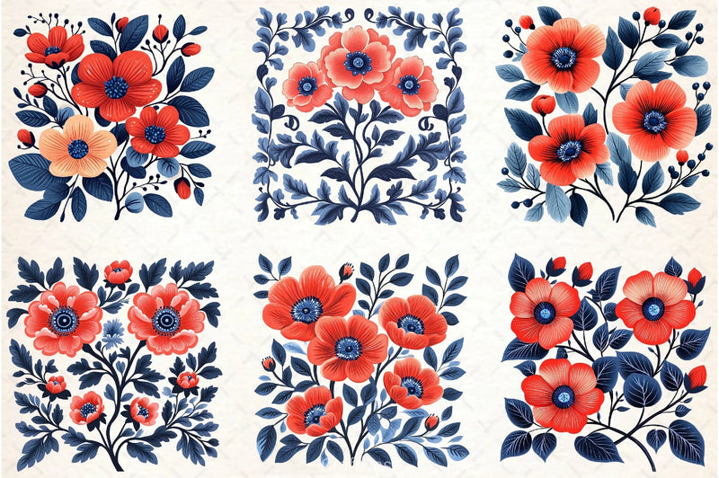 Retro Floral Clipart Bundle - CraftNest - Digital Crafting and Art