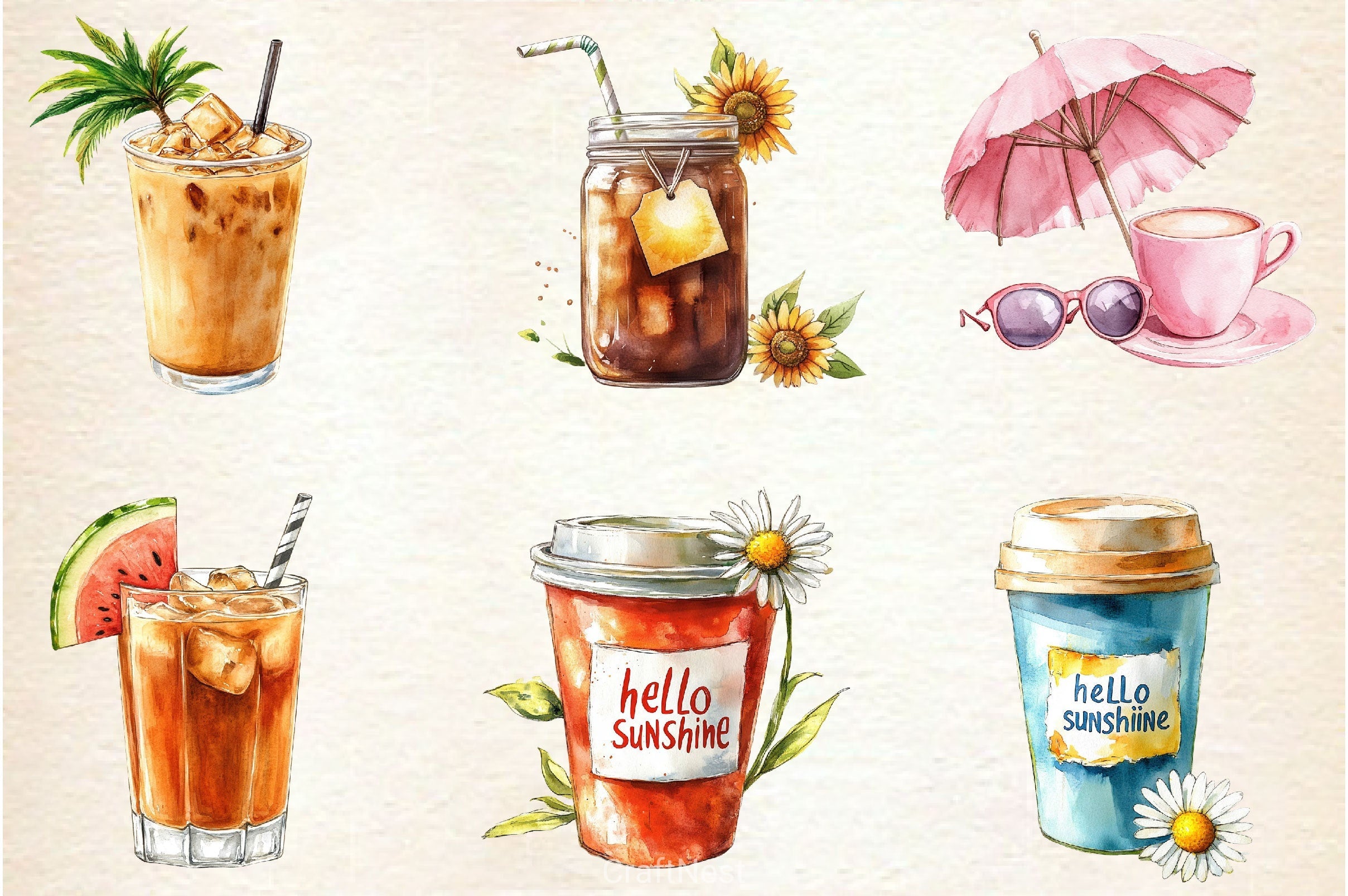 Summer Coffee Clipart Bundle