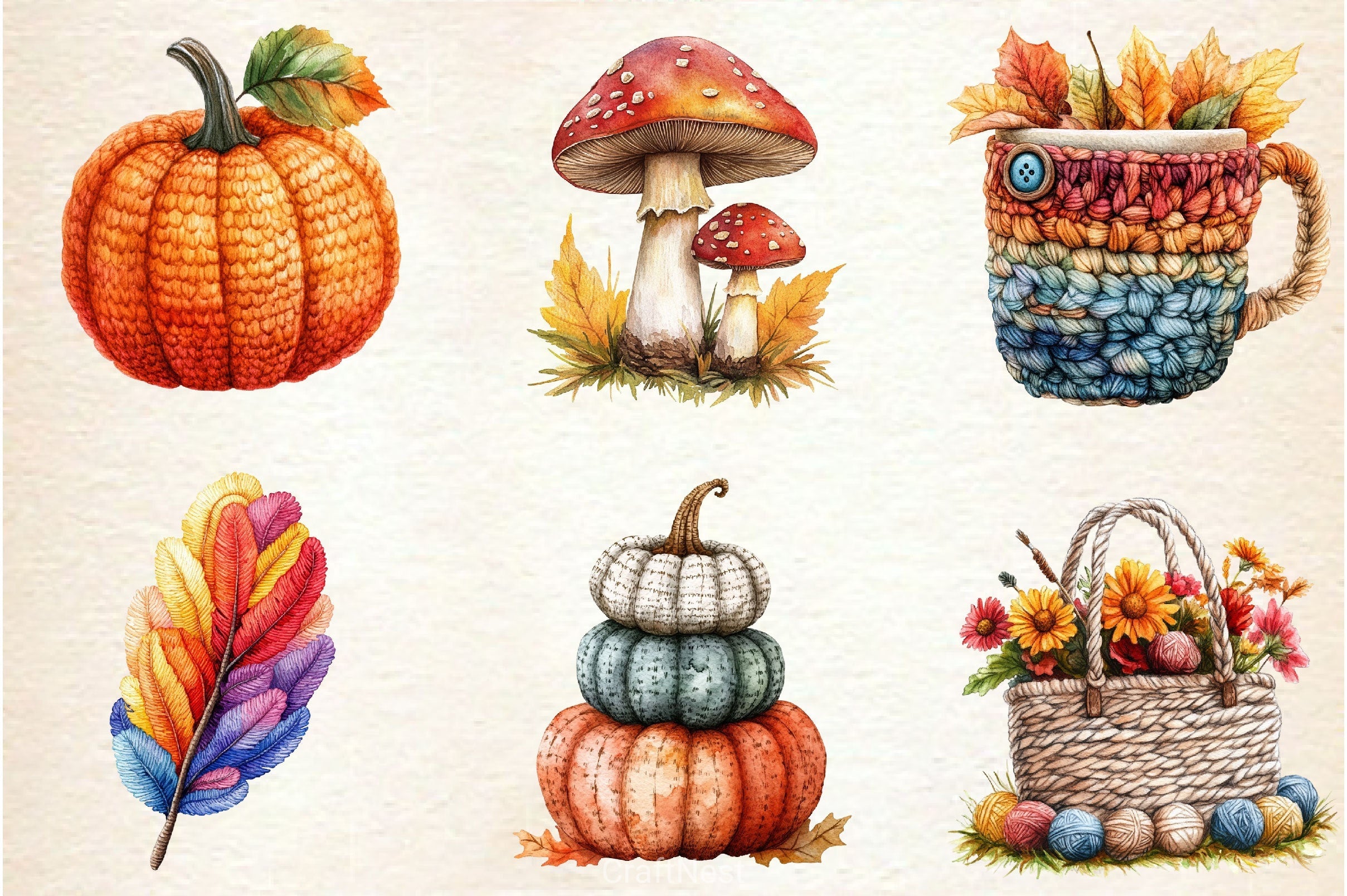 Crochet Autumn Clipart Bundle 3