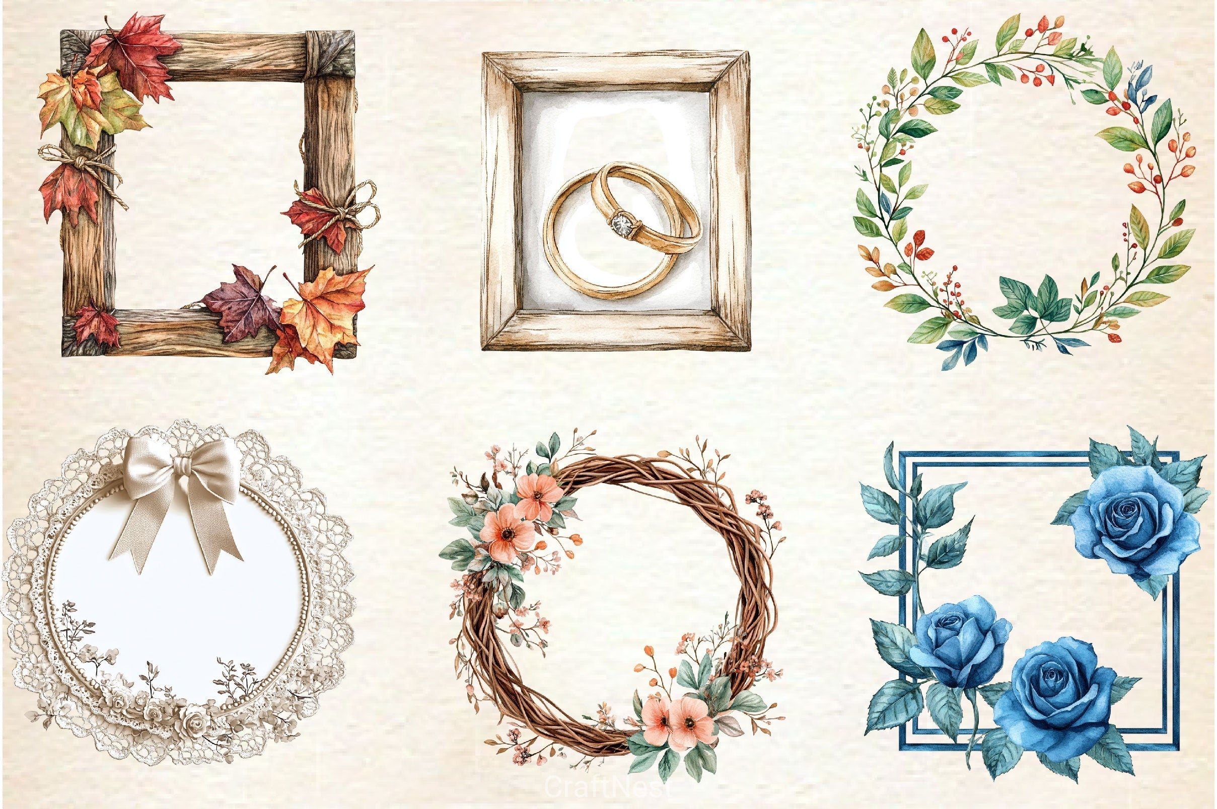 Wedding Photo Frames Clipart Bundle