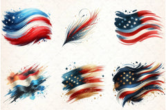 4th of July Brushstroke Clipart Bundle - CraftNest - Digital Crafting and Art