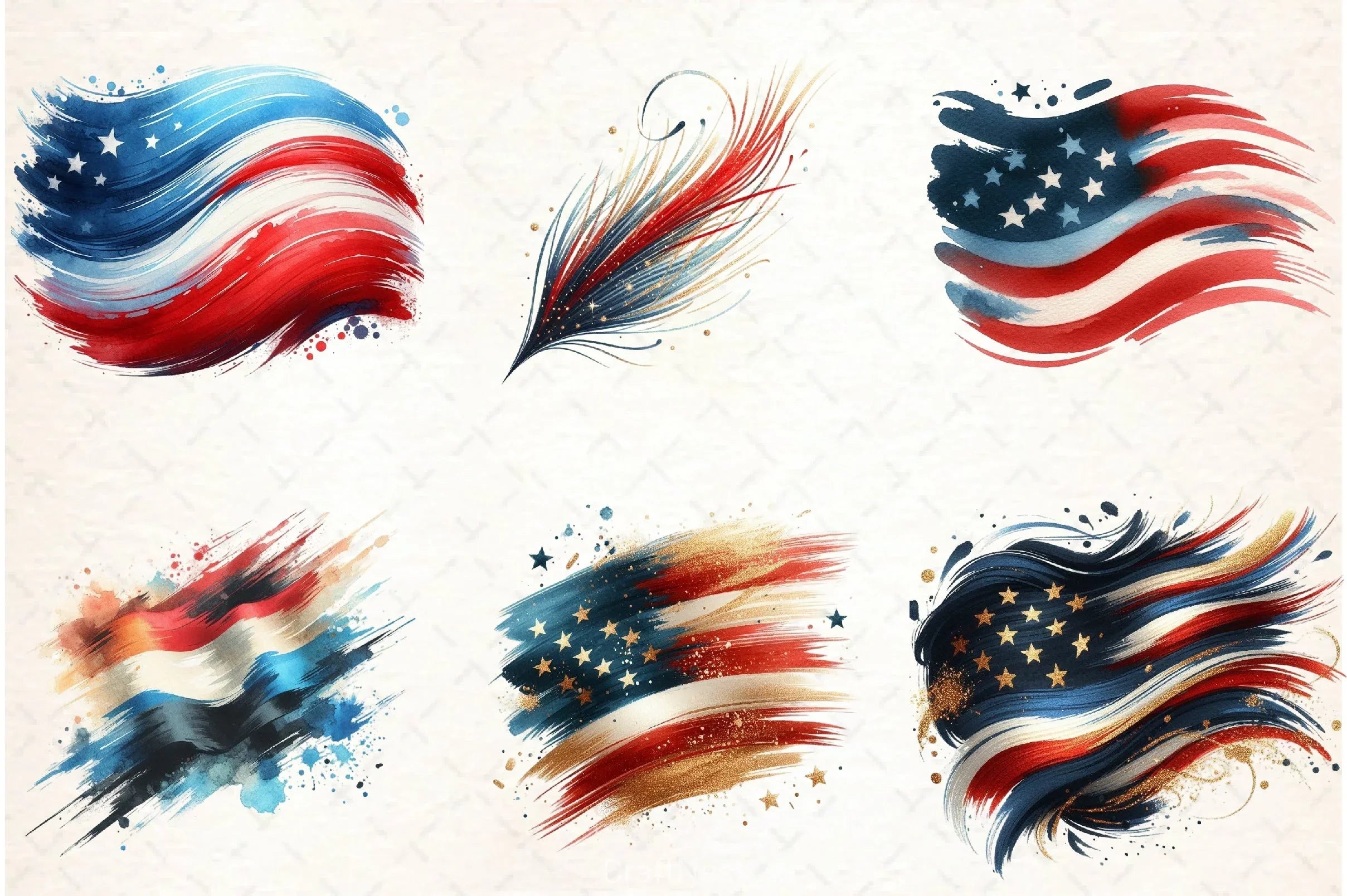4th of July Brushstroke Clipart Bundle - CraftNest - Digital Crafting and Art