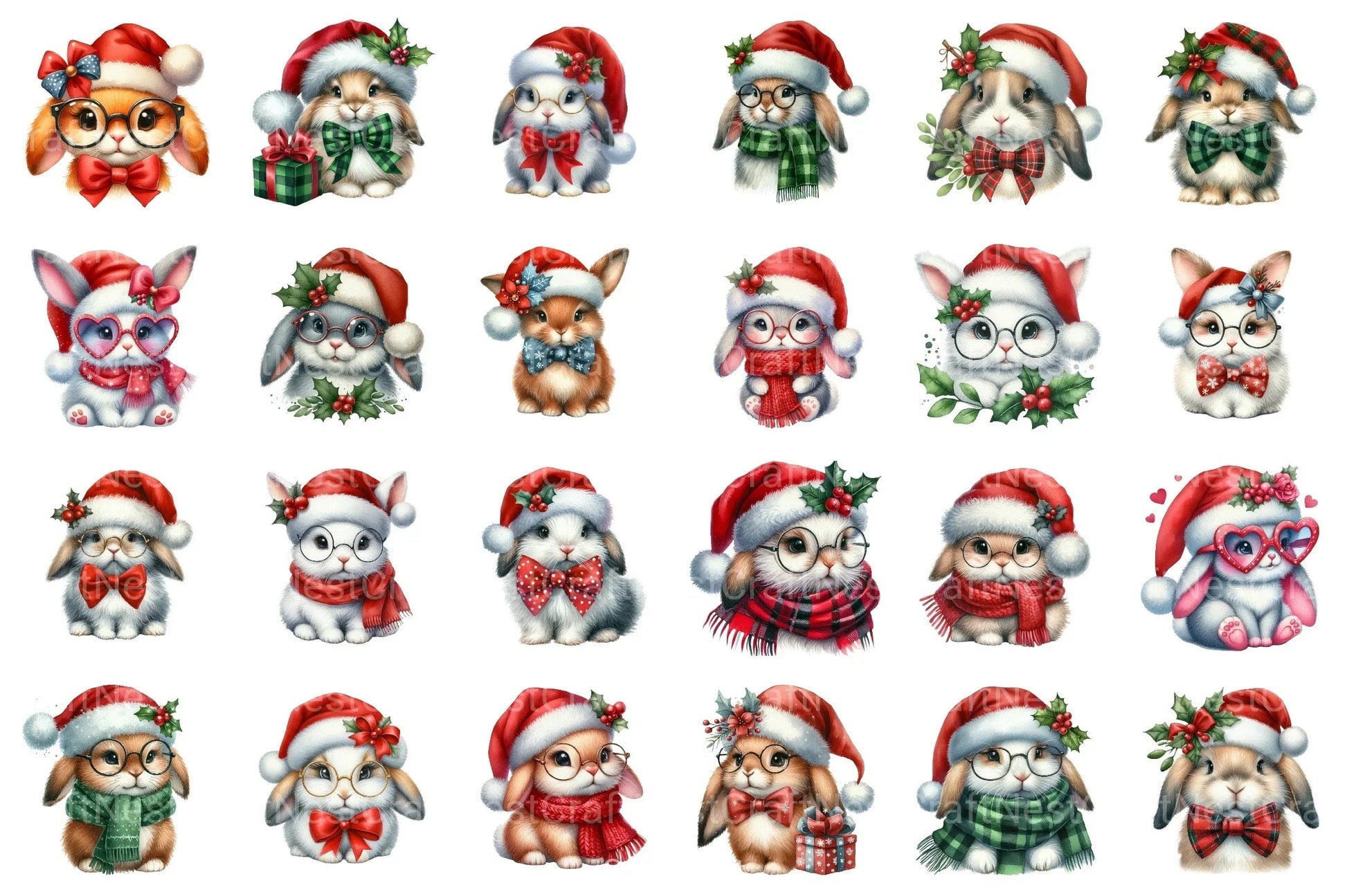 Christmas Bunny Clipart Bundle - CraftNest - Digital Crafting and Art