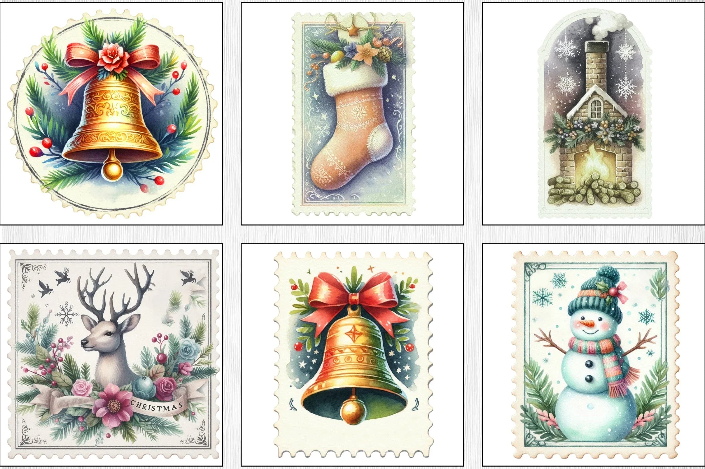 Vintage Christmas Labels Clipart Bundle - CraftNest - Digital Crafting and Art
