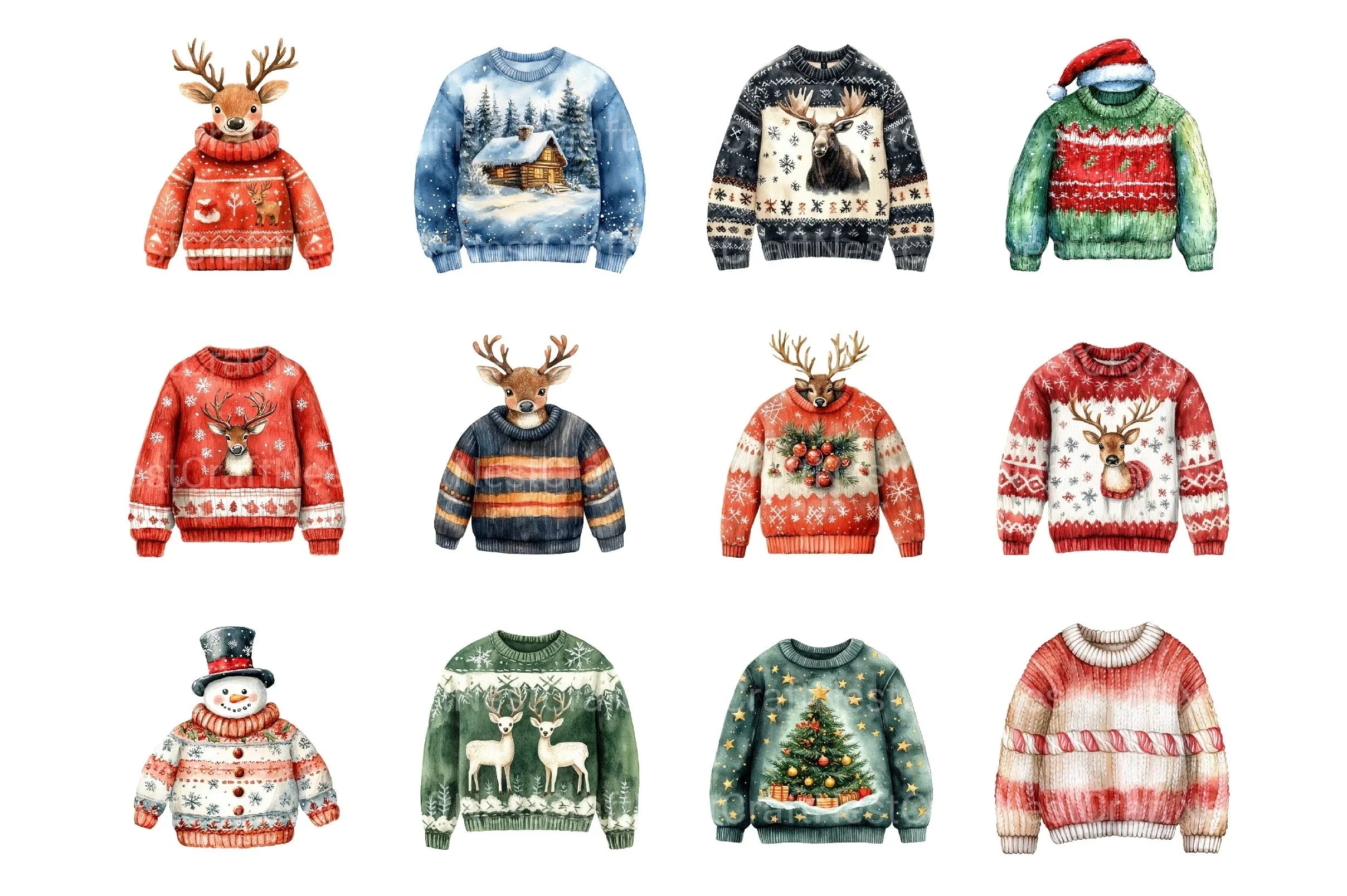 Christmas Sweater Clipart Bundle: Ugly, Grinch, Cute Holly Sweatshirts for Winter Scrapbooking & Planning - CraftNest - Digital Crafting and Art