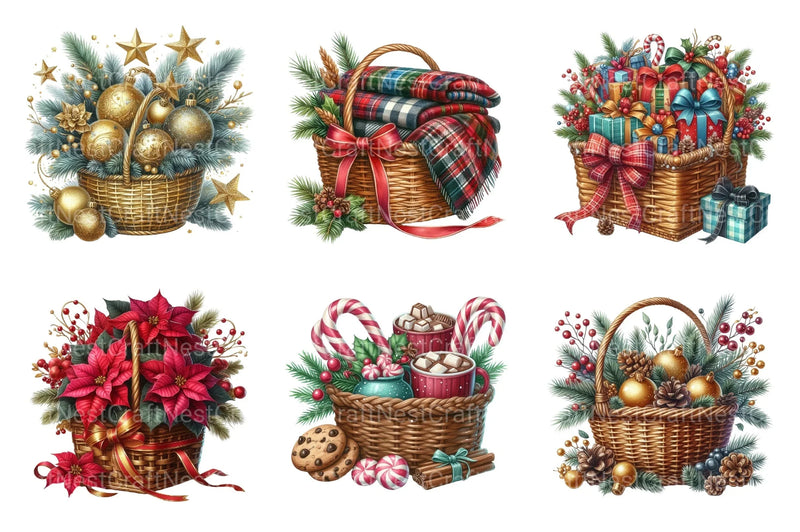 Christmas Gift Basket Clipart Bundle - CraftNest - Digital Crafting and Art