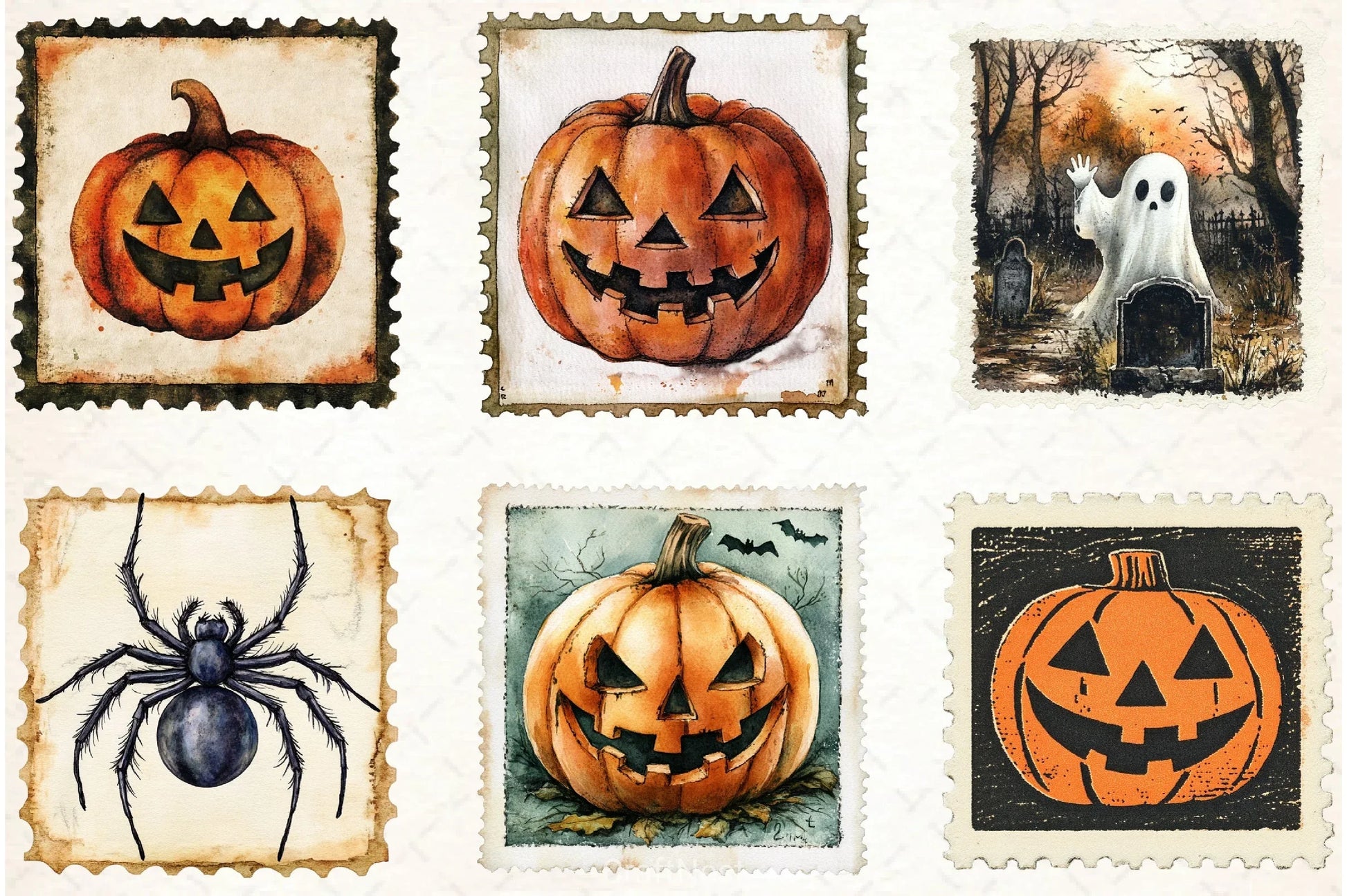 Vintage Halloween Stamp Clipart Bundle - CraftNest - Digital Crafting and Art