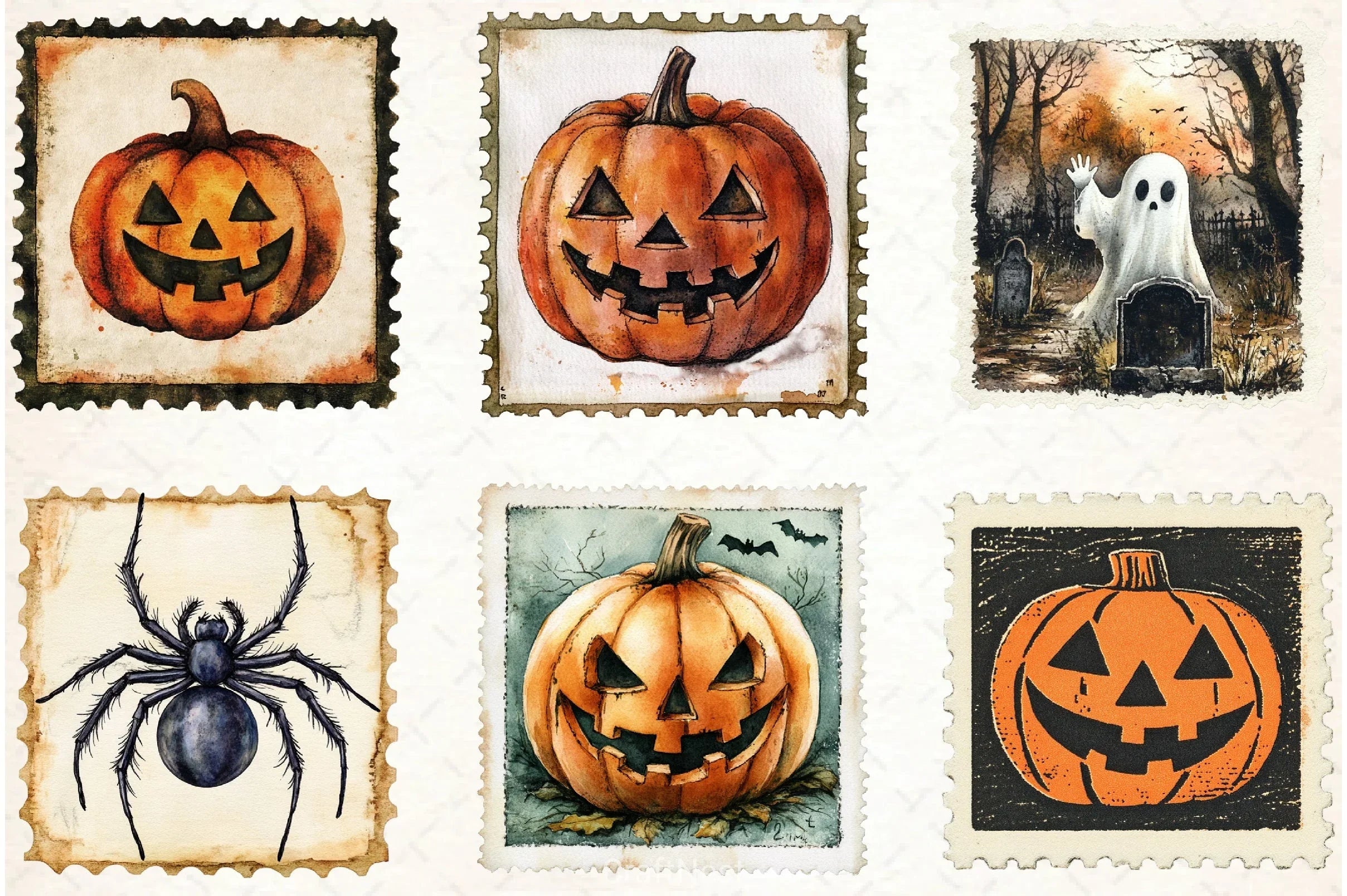 Vintage Halloween Stamp Clipart Bundle - CraftNest - Digital Crafting and Art