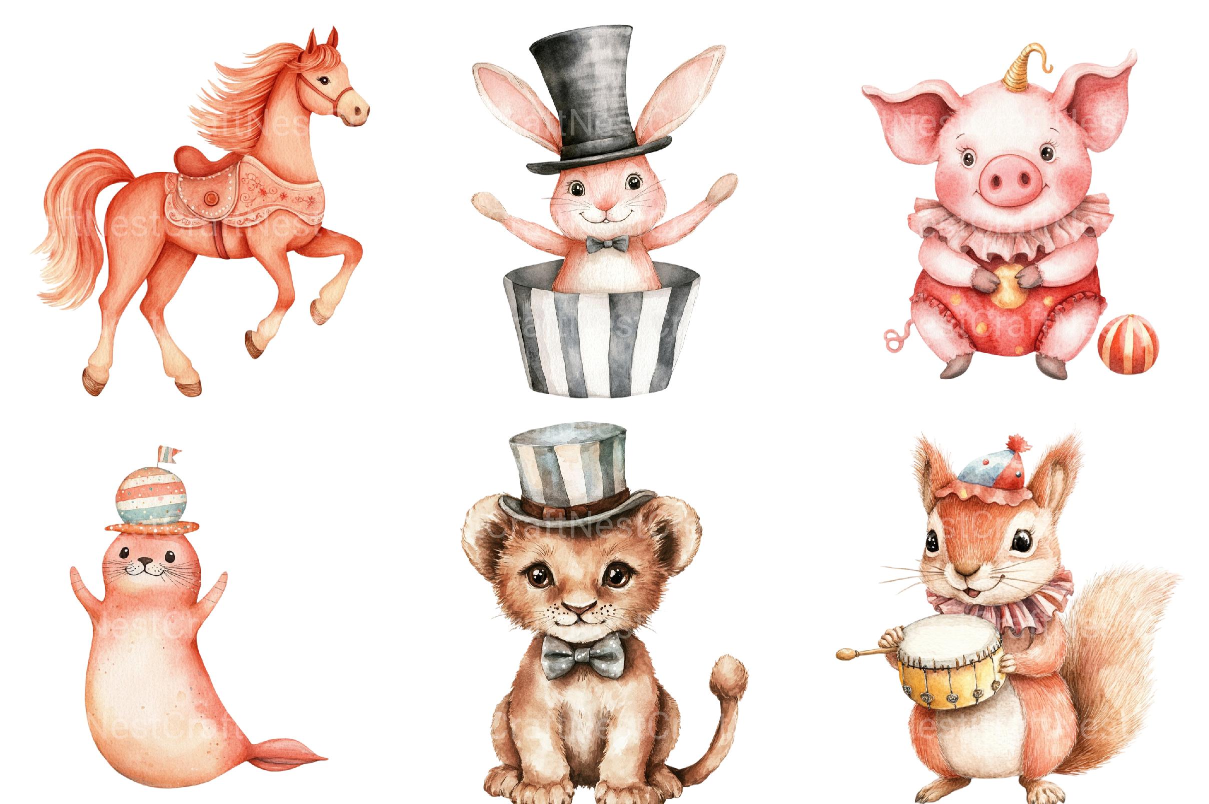 Vintage Circus Party Animal Clipart