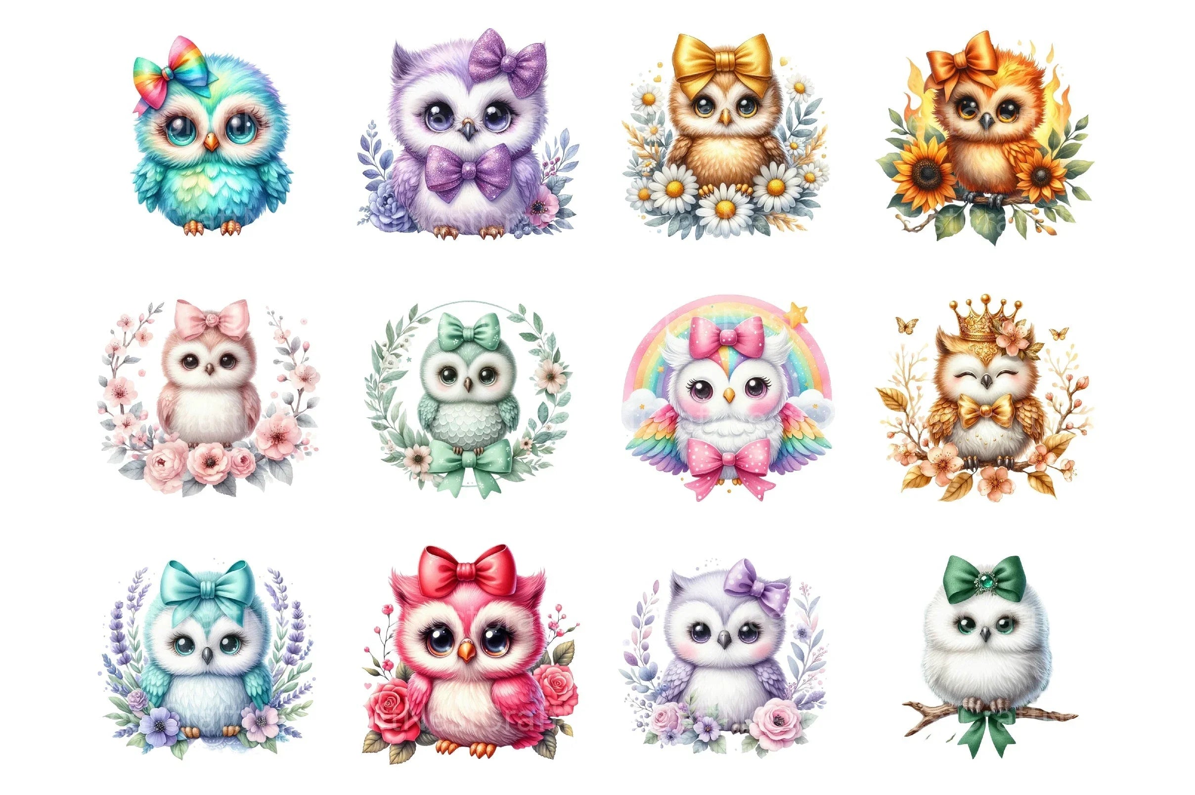 Cute Baby Owl Clipart Bundle - CraftNest - Digital Crafting and Art