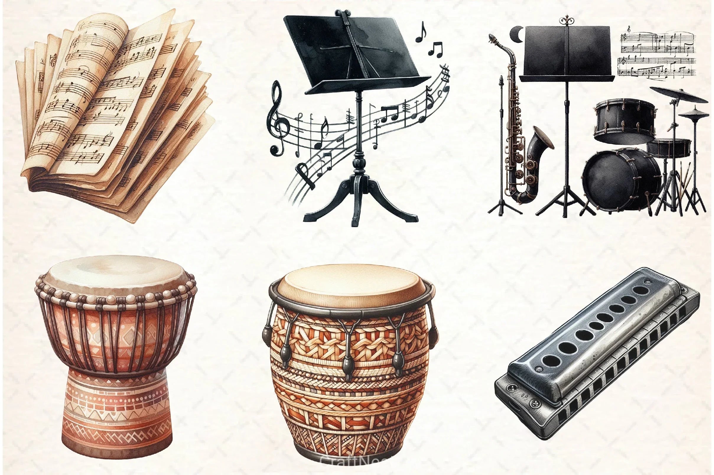 Musique Instrument Clipart Bundle 4 - CraftNest - Digital Crafting and Art