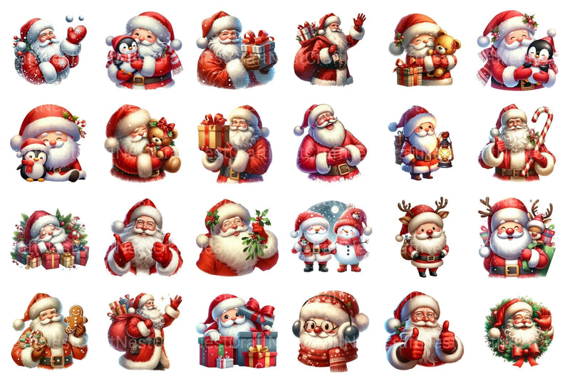 Santa Claus Cute Christmas Whimsical Clipart Bundle Commercial License - CraftNest - Digital Crafting and Art