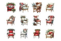 Christmas Chair Clipart Bundle - CraftNest - Digital Crafting and Art