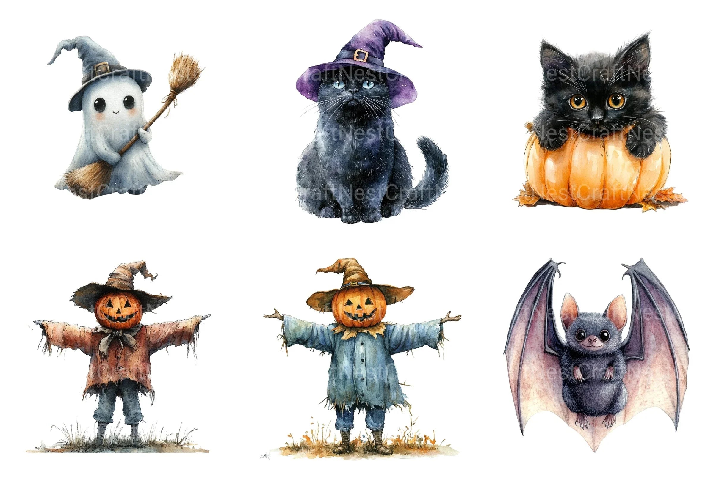 Cute Halloween Clipart Bundle 1 - CraftNest - Digital Crafting and Art