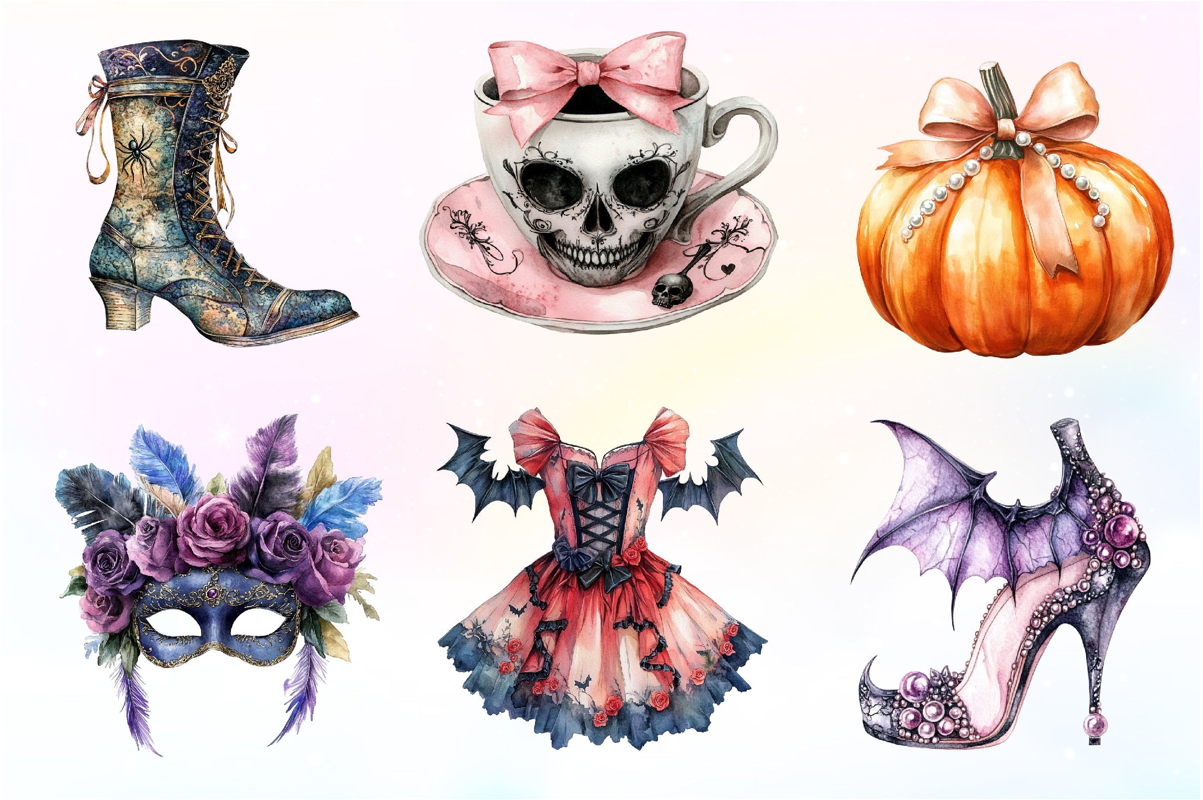 Gothic Coquette Halloween Clipart Bundle