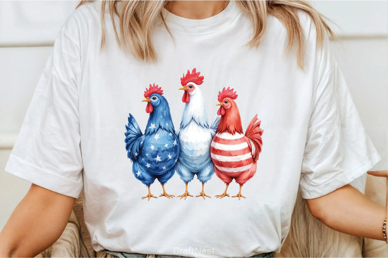 Patriotic USA Chicken Clipart Bundle - CraftNest - Digital Crafting and Art