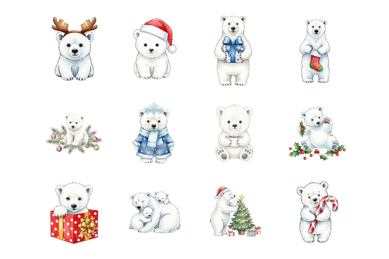 Polar Bear Christmas Clipart Bundle 2 - CraftNest - Digital Crafting and Art