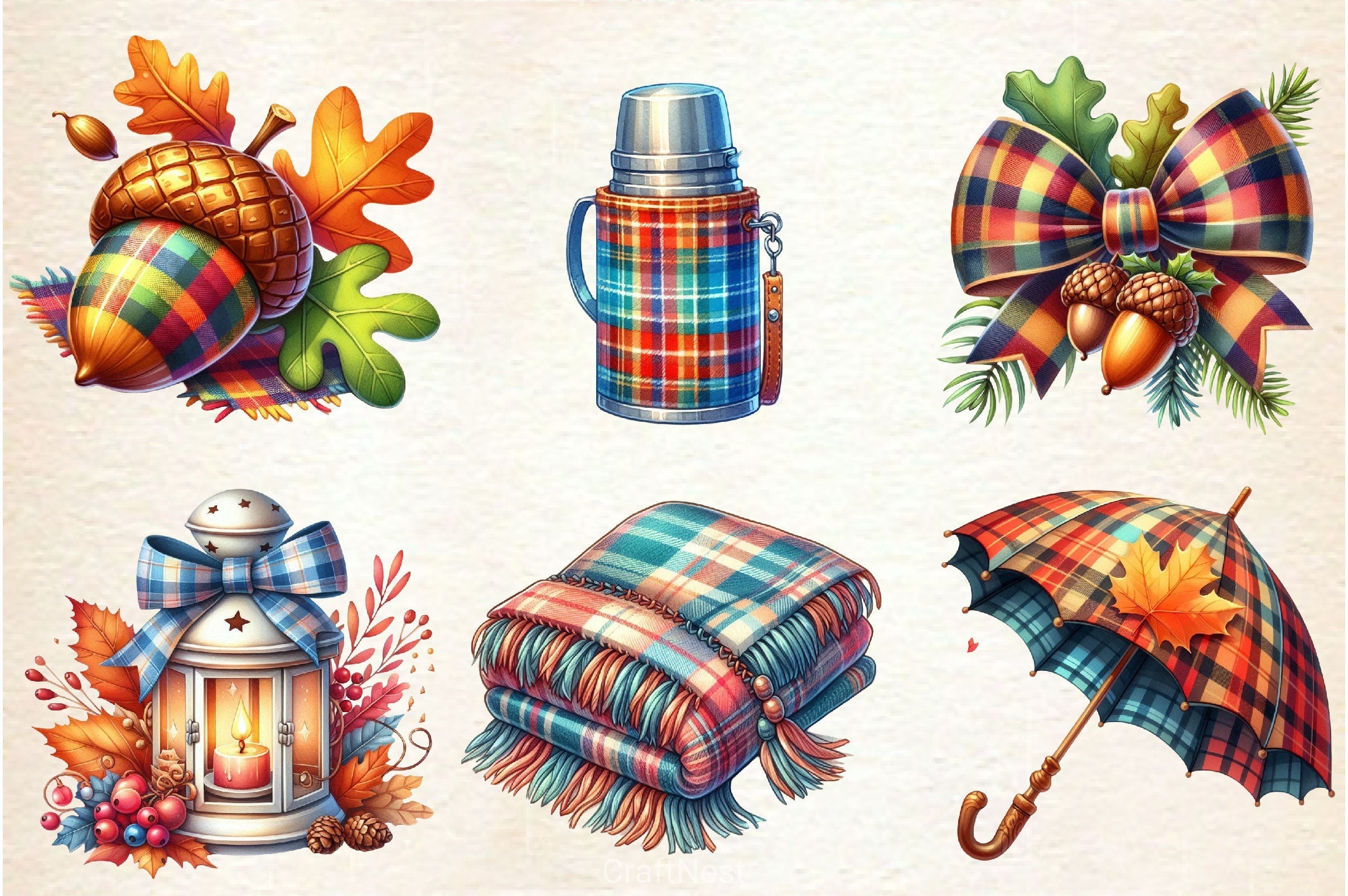 Plaid Autumn Clipart Bundle 3