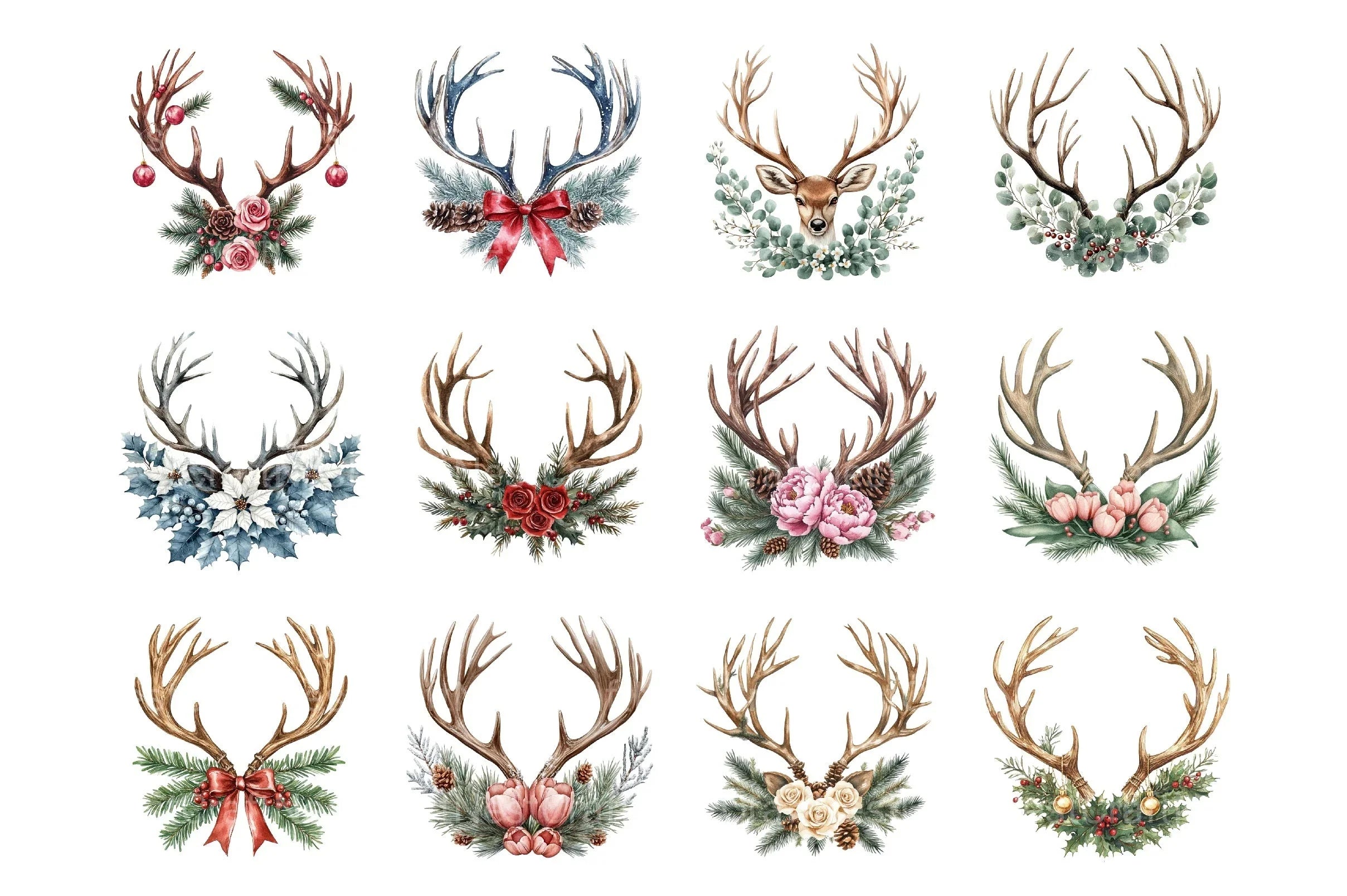 Christmas Antlers Clipart Bundle - CraftNest - Digital Crafting and Art