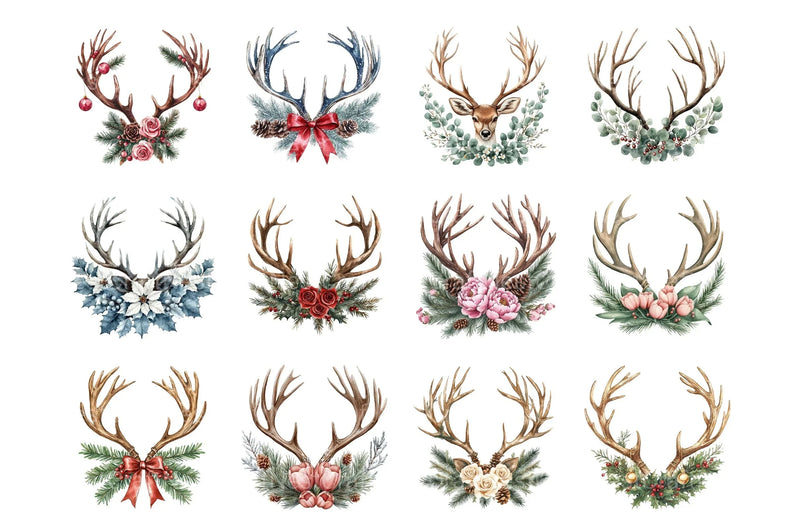 Christmas Antlers Clipart Bundle - CraftNest - Digital Crafting and Art