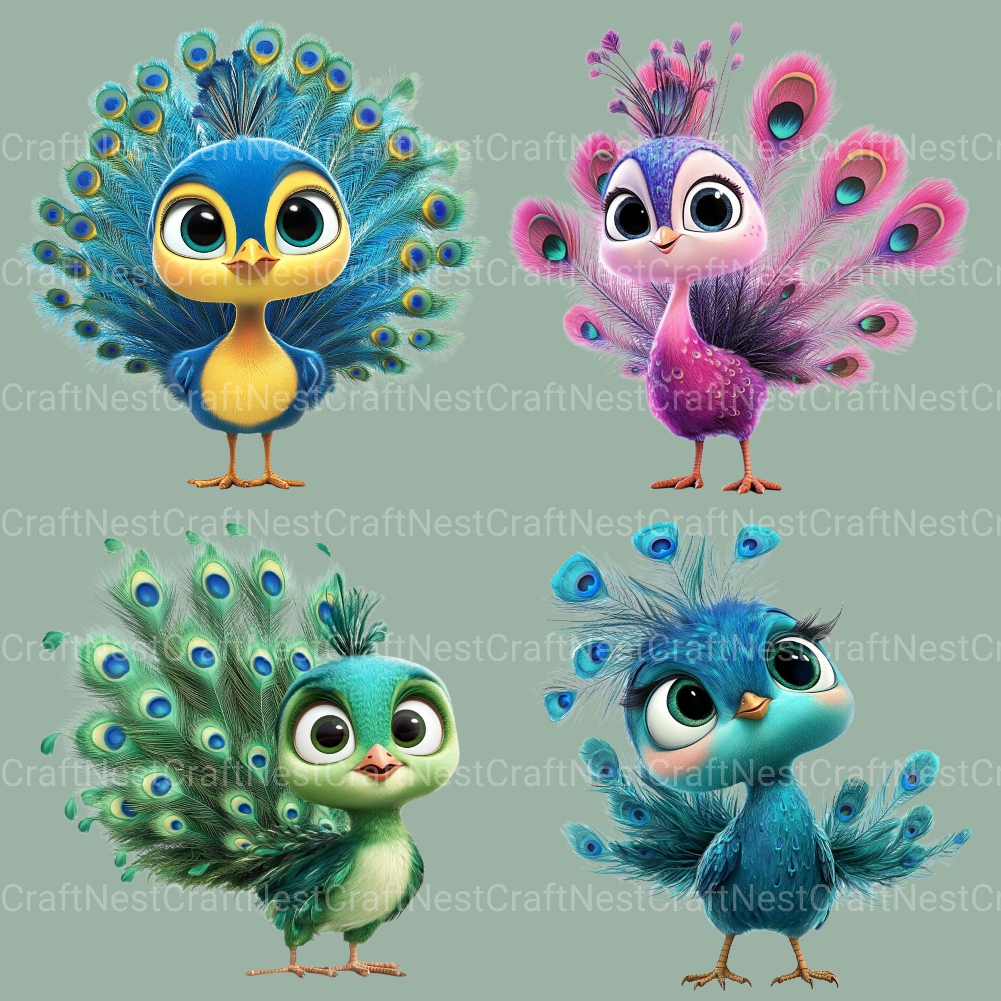Peacocks Clipart Bundle