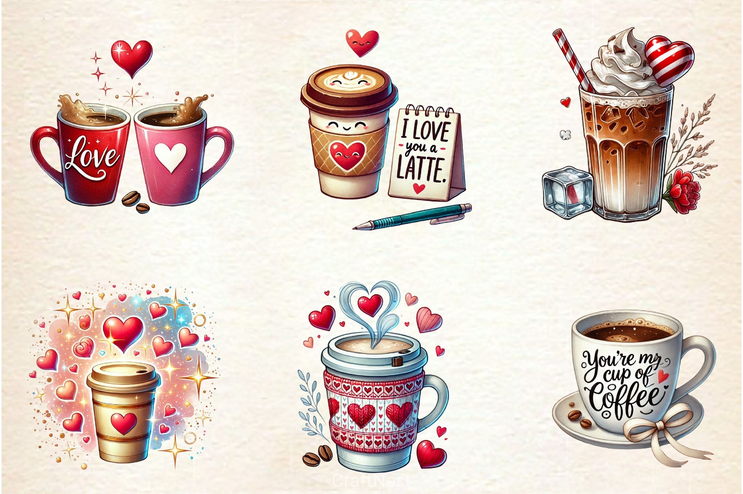 Valentine Day Coffee Clipart Bundle 3
